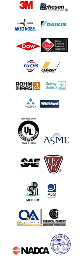3M, Acheson coatings, Akzo Nobel, Daikin, Dow, FUCHS, Klober, ROHM IHARS, Solvay Solexis, Victrex, Whitford, American Society of Mechanical Engineers, SAE international, society of petroleum engineers, SPI, society of the plastics industry, ASQ, QA Worldwide, Chemical Coaters, NADCA
